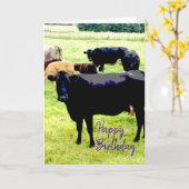 Zwarte koe Birthday-kaart Kaart (Gele Bloem)