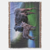 Zwarte Koe en kalf Deken (Voorkant Verticaal)