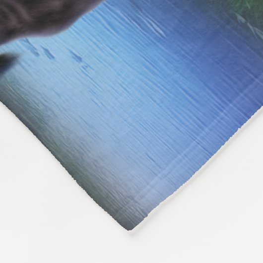 Zwarte Koe en kalf Fleece Deken (Hoek)