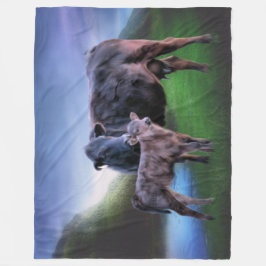 Zwarte Koe en kalf Fleece Deken