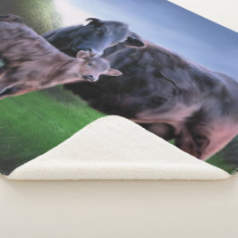 Zwarte Koe en kalf Sherpa Deken