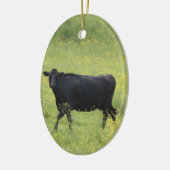 Zwarte koe keramisch ornament (Links)