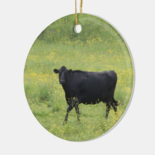 Zwarte koe keramisch ornament (Links)