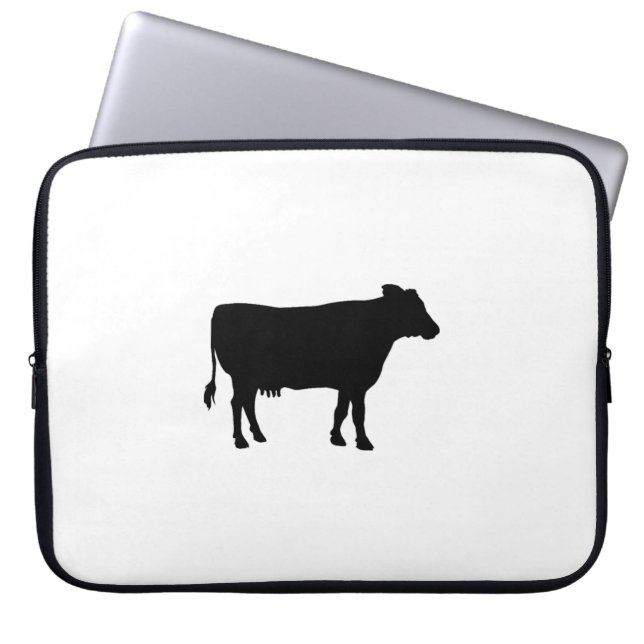 Zwarte Koe Laptop Sleeve (Voorkant)