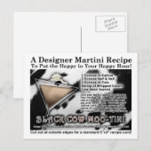 Zwarte Koe Moo-Tini Martini Recept Briefkaart (Voorkant / Achterkant)