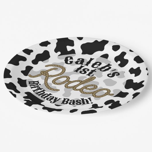 Zwarte Koe Print Country Westerne Rodeo Party Papieren Bordje (Gekanteld)