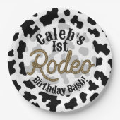 Zwarte Koe Print Country Westerne Rodeo Party Papieren Bordje (Voorkant)