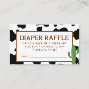Zwarte Koe Print Luier Raffle Ticket Informatiekaartje