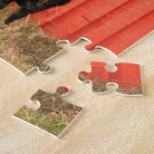 Zwarte Koe Rode Barn Legpuzzel (Zijkant)