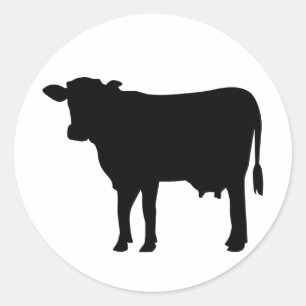 Zwarte koe ronde sticker
