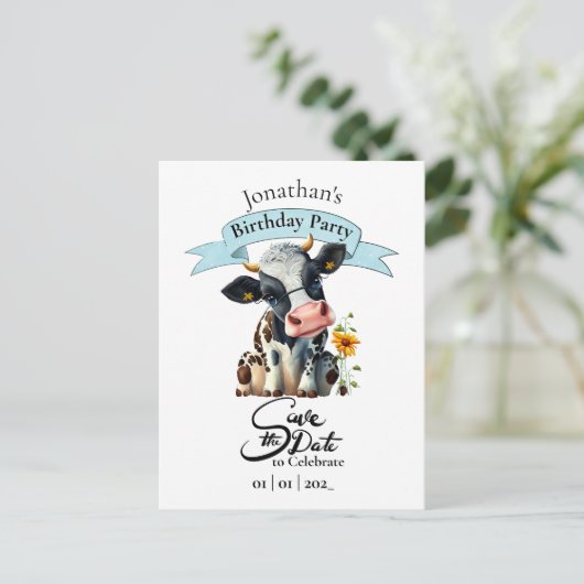 Zwarte Koe Verjaardag Jongen Ansichtkaart Briefkaart (Staand voorkant)