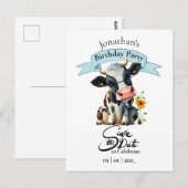 Zwarte Koe Verjaardag Jongen Ansichtkaart Briefkaart (Voorkant / Achterkant)