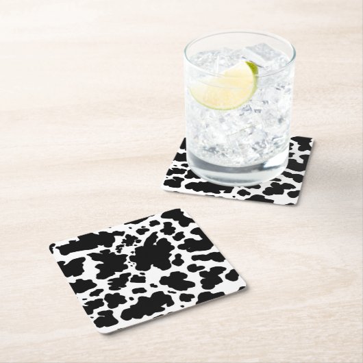 Zwarte Koe Vlekken Print Cowboy Boer Kartonnen Onderzetters (Insitu)