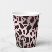 Zwarte Koe Vlekken, Roos Goud & Hoefijzer Verjaard Papieren Bekers (Achterkant)