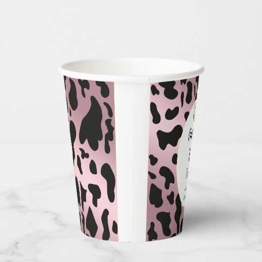 Zwarte Koe Vlekken, Roos Goud & Hoefijzer Verjaard Papieren Bekers (Rechts)