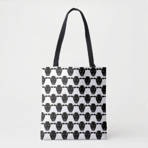 Zwarte Koeien met horens op de Canvas tas