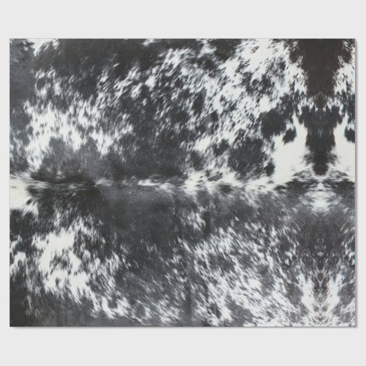 Zwarte Koeienhuid Print Rustieke Boerderij Kerst Cadeaupapier (Vlak)