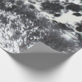 Zwarte Koeienhuid Print Rustieke Boerderij Kerst Cadeaupapier (Hoek)