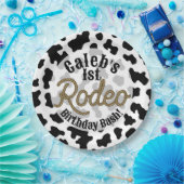 Zwarte Koeienprint Landelijke Westerse Rodeoparty Papieren Bordje (Feest)