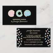 Zwarte koekjes donuts zoete traktaties visitekaartje (Voorkant / Achterkant)