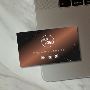 Zwarte Koffie Bruine Fonkelende Diamanten Logo Toe Visitekaartje