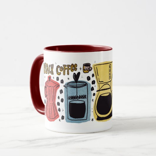 Zwarte koffie mok (Voorkant links)