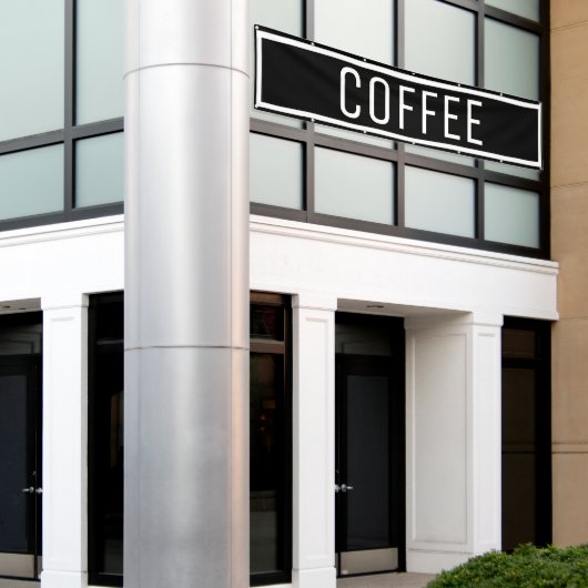 Zwarte koffiebanner spandoek (Buitenkant Gebouw)