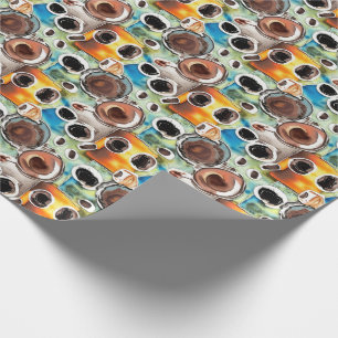 Zwarte koffiekopjes Abstract Waterverf patroon Cadeaupapier