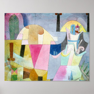 Zwarte kolommen in een landschap: Paul Klee 1919 Poster