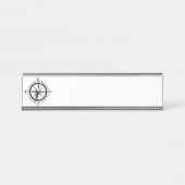 Zwarte kompas bureau naambordje (Voorkant)