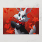 Zwarte konijn en wit briefkaart (Voorkant)