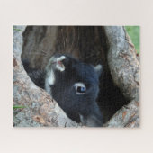 Zwarte Konijn in Holle Boom Foto Legpuzzel (Horizontaal)