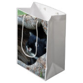 Zwarte konijn in Hollow van een boom Medium Cadeauzakje (Voorkant Gekanteld)