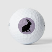 Zwarte Konijn Silhouet Paashaas Golfballen (Voorkant)