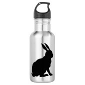 Zwarte Konijn Silhouet Paashaas Waterfles (Voorkant)