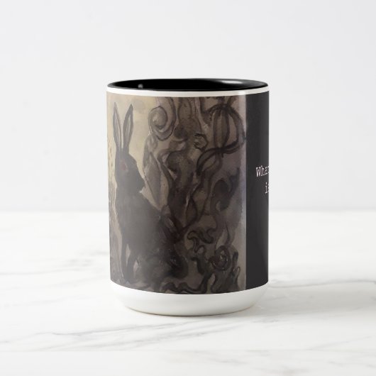 Zwarte konijn van Inle Tweekleurige Koffiemok (Center)