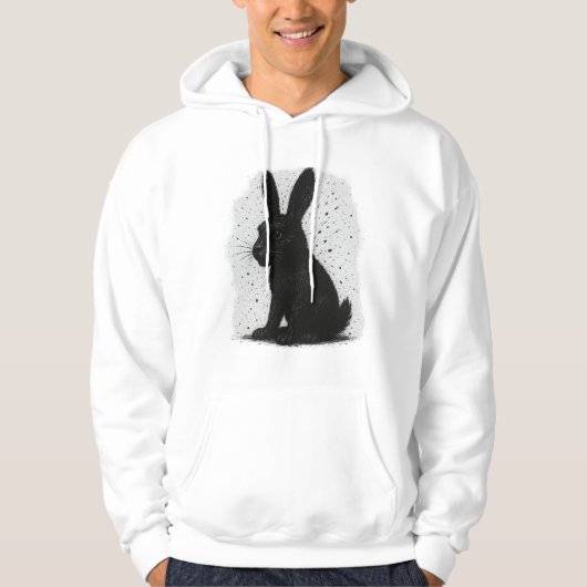 Zwarte konijnen hoodie (Voorkant)