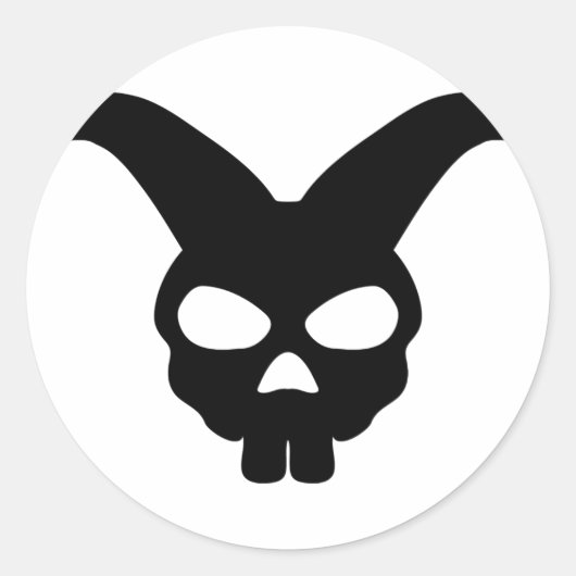 zwarte konijnenschedel ronde sticker (Voorkant)