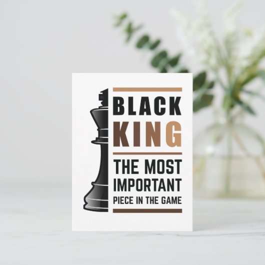 Zwarte koning het belangrijkste stuk in het spel 2 briefkaart (Staand voorkant)