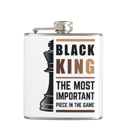 Zwarte koning het belangrijkste stuk in het spel 2 heupfles (Voorkant)