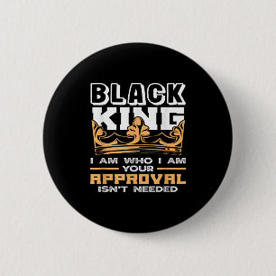 Zwarte Koning Kroon Ik Ben Wie Ik Ben Zwarte Gesch Ronde Button 5,7 Cm