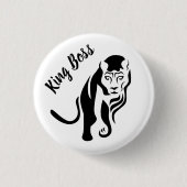 Zwarte Koning Leeuw Ronde Button 3,2 Cm (Voorkant)
