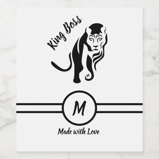 Zwarte Koning Leeuw Wijn Etiket (Enkel label)