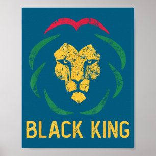Zwarte koning leeuw zwarte geschiedenis maand mann poster