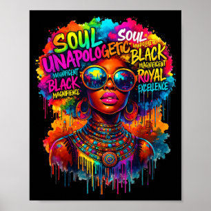 Zwarte Koningin Afrikaanse Kaart Onovertogen Zwart Poster