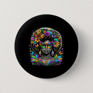 Zwarte Koningin Afro Afrikaanse kralen Masker Mard Ronde Button 5,7 Cm