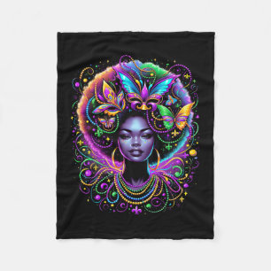 Zwarte Koningin Afro Afrikaanse Vlinder Kralen Mas Fleece Deken