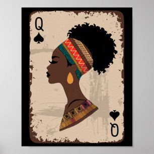 Zwarte Koningin Afro Drugs Trots Melanine Afrikaan Poster