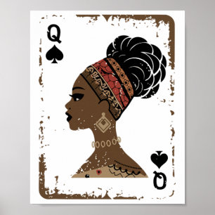 Zwarte Koningin Afro Drugs Trots Melanine Afrikaan Poster