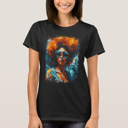Zwarte Koningin Afro Melanin Dripping Juneteenth 3 T-shirt (Voorkant)